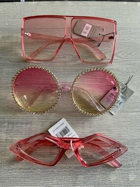 Pink Women's Fashion Sunglasses Set - 3 Pack